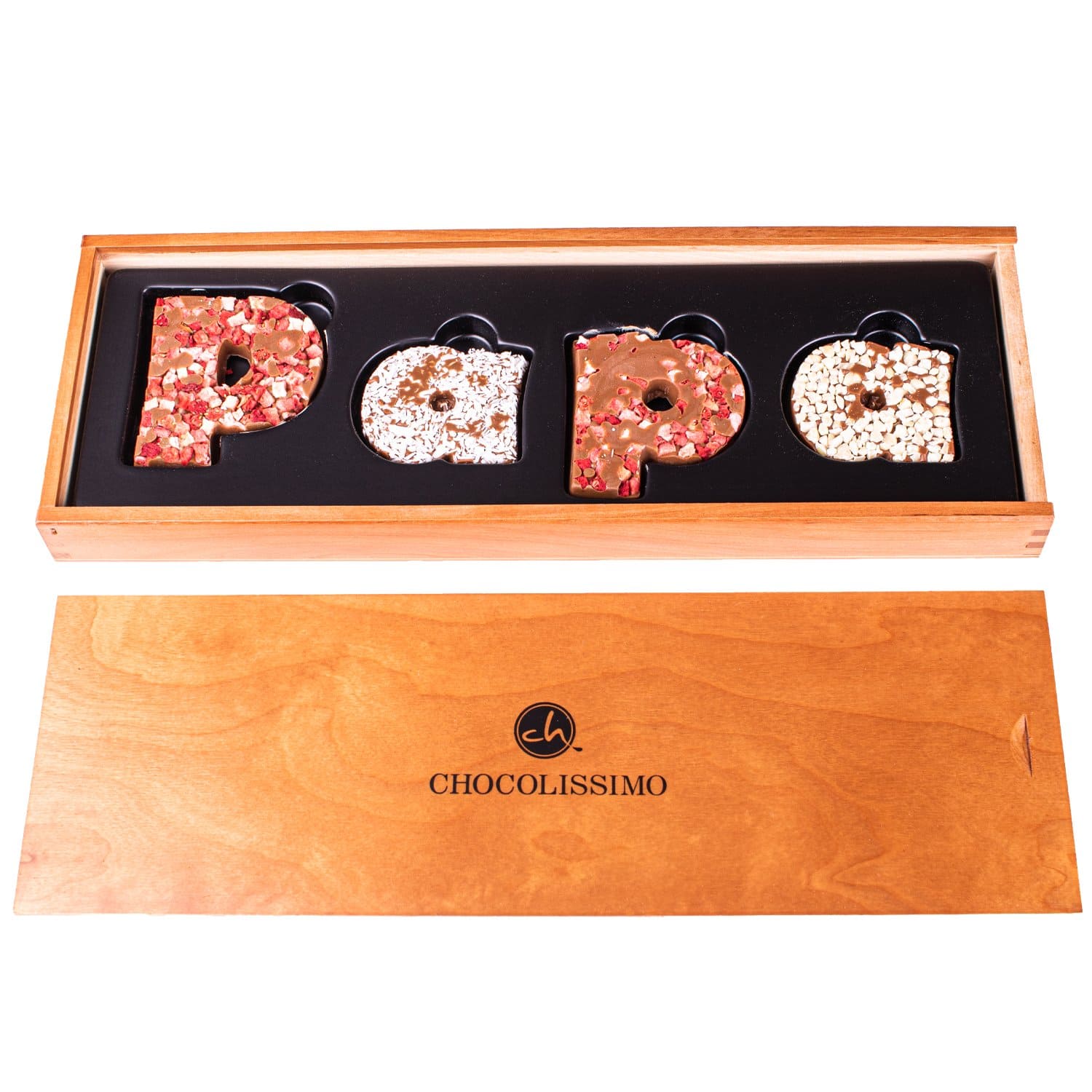 PAPA - Schokolade mit personalisierter Holzschachtel